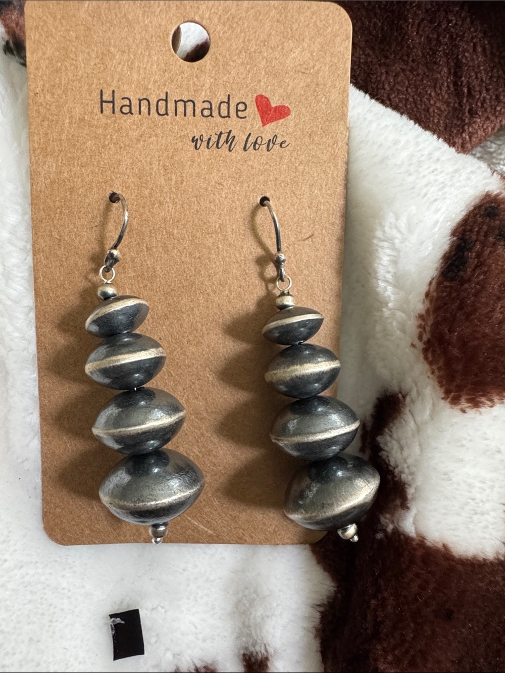 Silver 925 Pearl Stacked Bead Drop Earrings